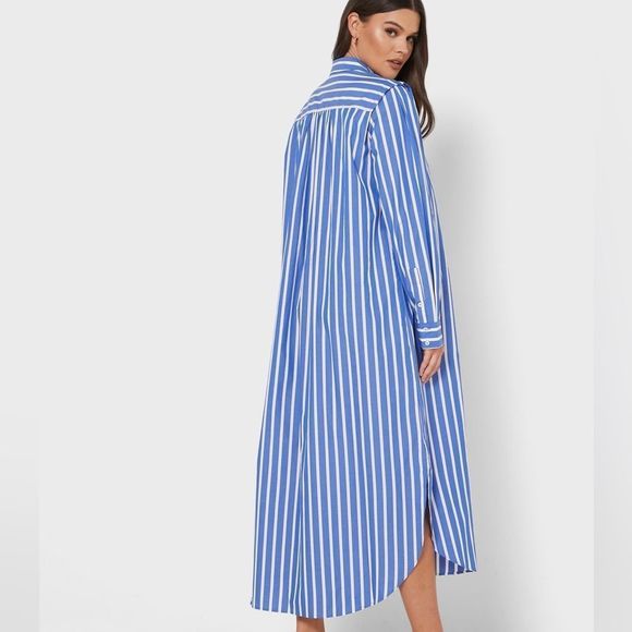 Mango Cotton Striped Shirt Dress New Oversized - Picture 7 of 7